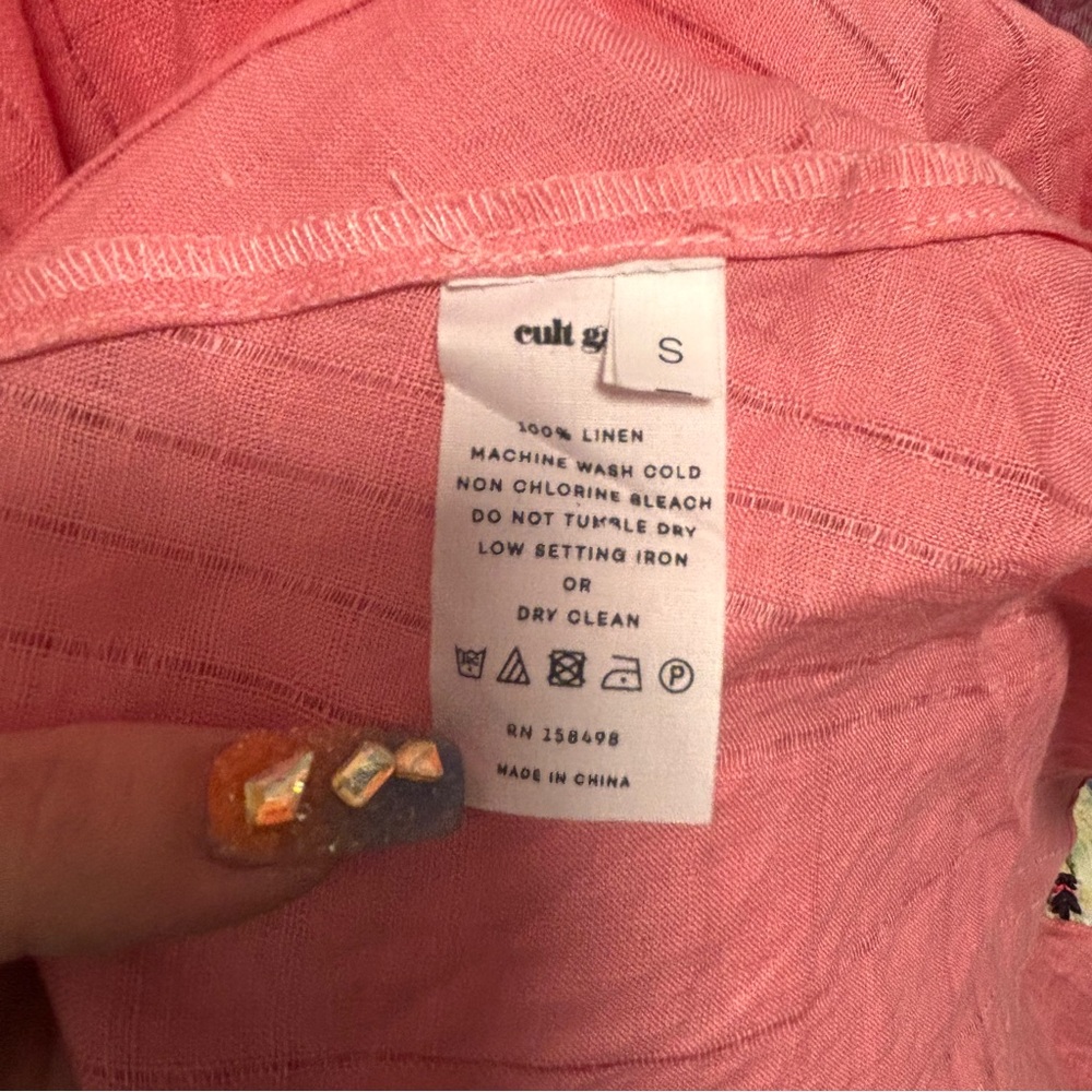 NWT Cult Gaia Bella Pink Linen Tie Up Cutout Open Back Maxi Dress S - Picture 14 of 14